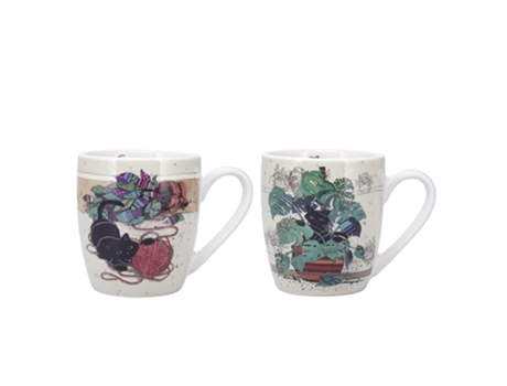 Conjunto de 2 Mini Canecas Redondas Caixa Aberta Pelote de Gatinho Chaton Mons KIUB Bug Art