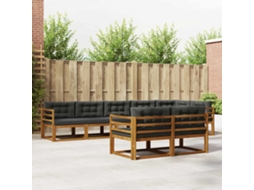 Vidaxl Conjunto De Sofás Para Exterior 8 Unid. Natural E Antracite