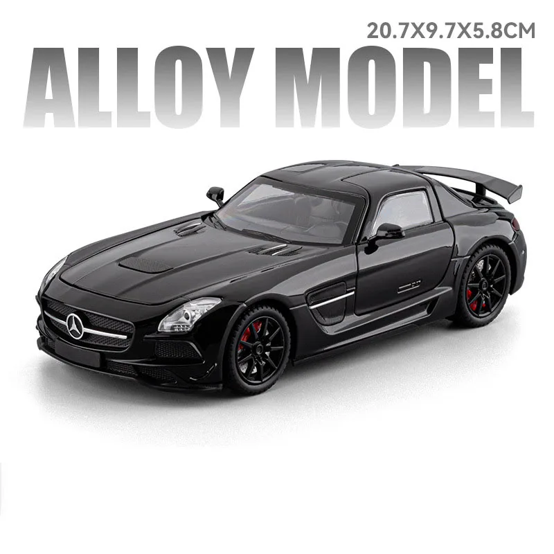 (sls Preto) 1:24 - Modelo De Carro Esportivo - Brinquedo - Fundição Em Metal - Simulação De Som E Luz - Portas Abrem