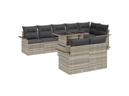Vidaxl Conjunto De Sofá De Jardim Com Almofada 9 Pcs Cinzento-claro