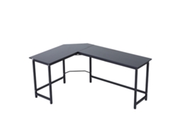 Secretária Em Forma de L Placa de Partículas de Grau Metálico E1 Cor Preto 168x120x75 cm Vinsetto