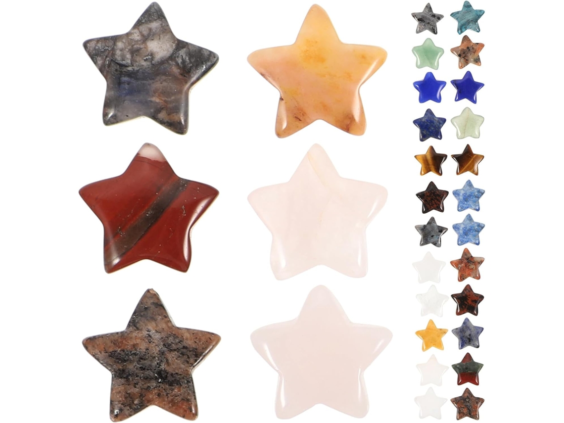 Conjunto 30 Pedras Naturais Formato Estrela Decoração Escritório Superfície Material Pedra Quarto Aleatória GOKOCO