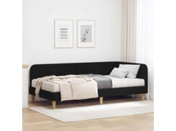 Vidaxl Estrutura De Cama De Canto Preto 90 X 200 Cm Tecido