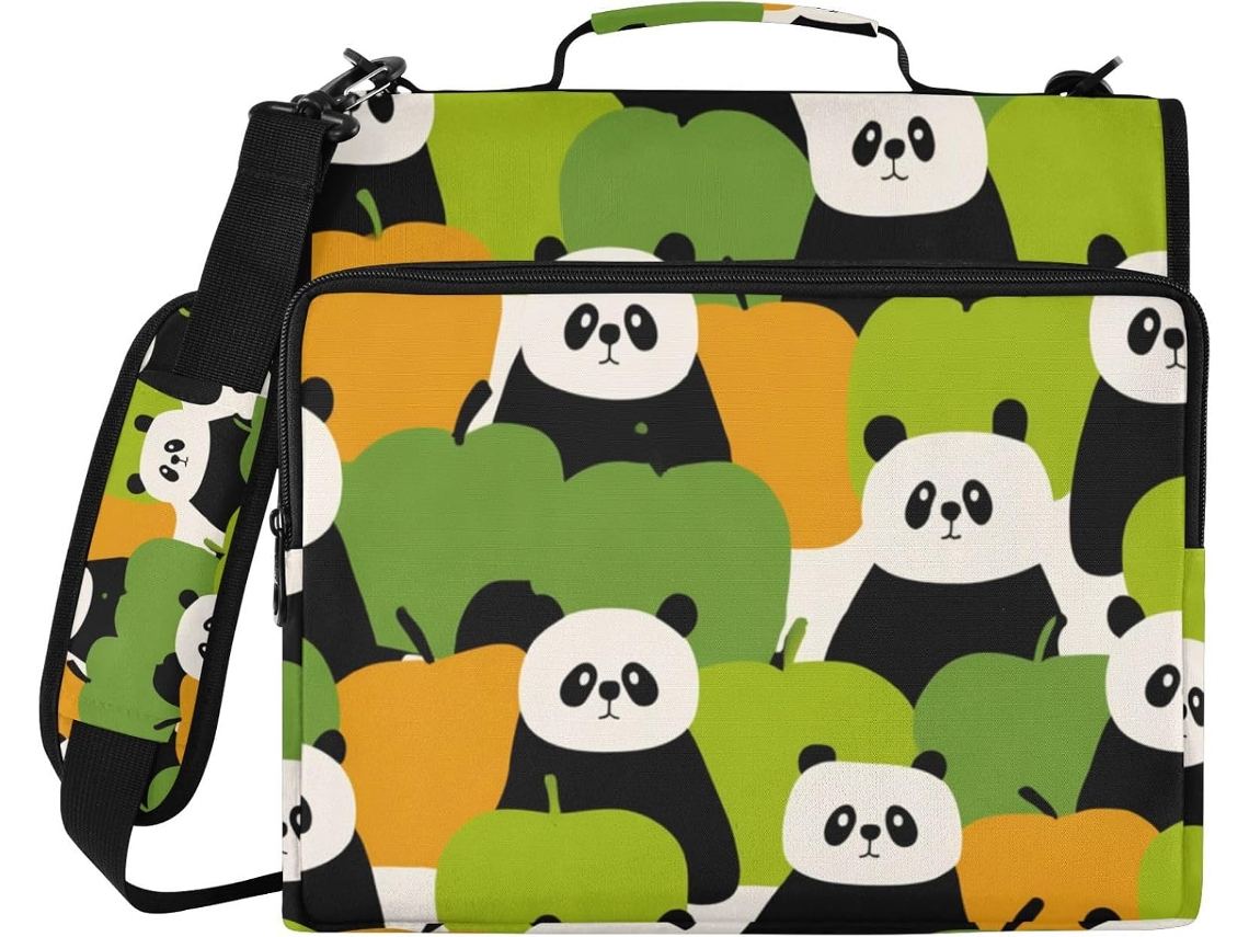 Pasta organizadora de mesa com estampa de panda e frutas, estilo Terry Runyan, com 3 argolas de 1,5 polegadas e