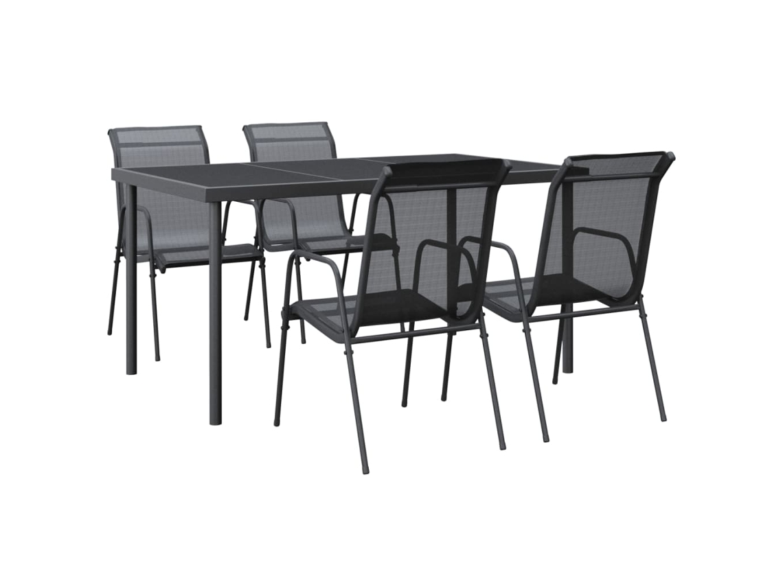 Maison Exclusive - 5 Pcs Conjunto De Jantar Para Jardim Aço E Textilene Preto