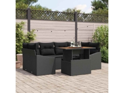 Vidaxl Conjunto De Sofá De Jardim 7 Unid. Preto E Marrom
