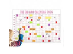 Calendário de Parede Extra Grande 2026 com Caneta e Adesivos, Planejador Mensal 2026 para Escritório em Casa, 84x109 Cm, Cor Café BRILVIBERA
