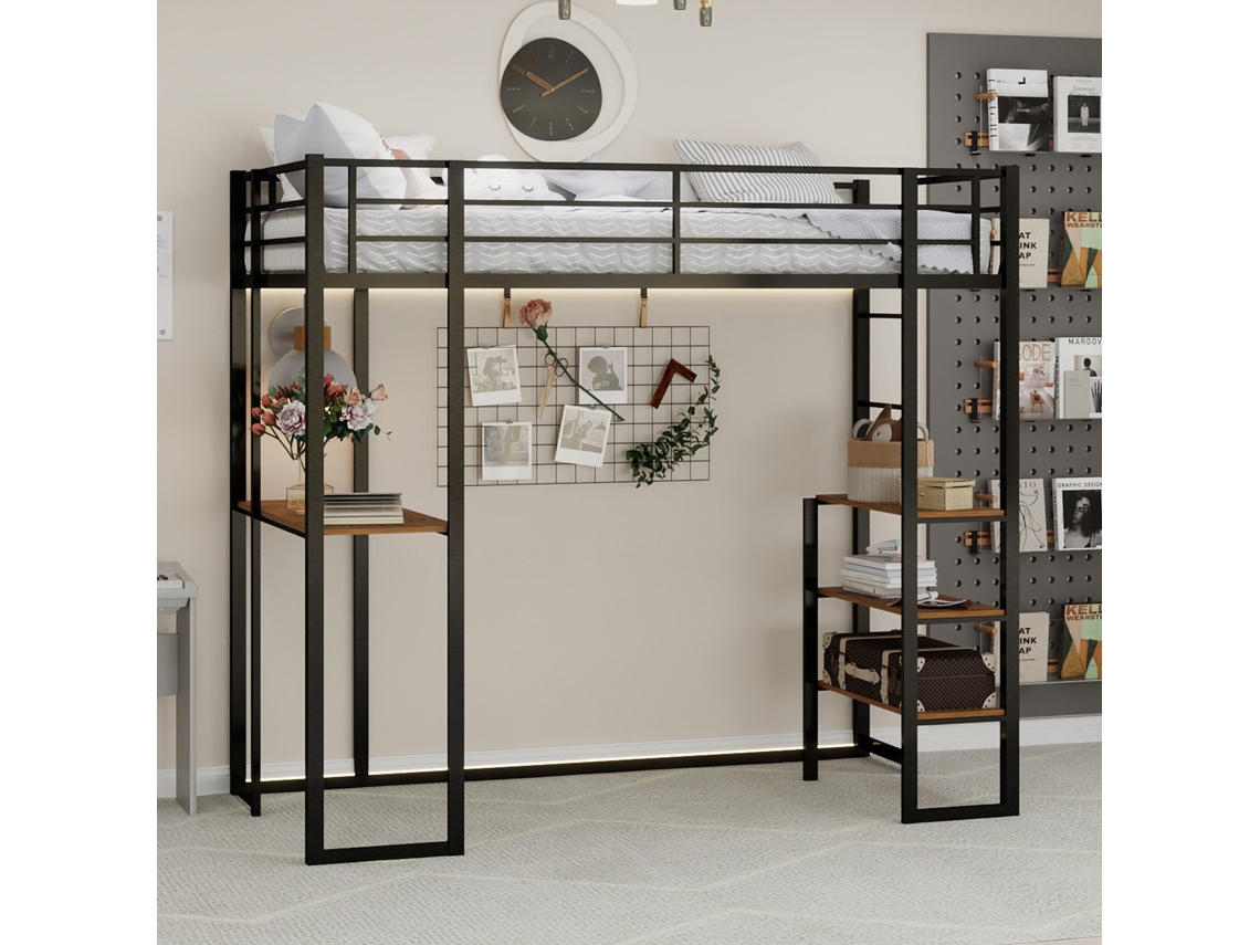 Cama Ferro Infantil, Escrivaninha L, Corrimão, Escadas Ambos Lados.-op