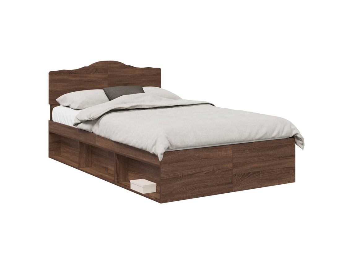 Cama De Casal | Camas Para Quarto | Estrutura Da Cama Com Cabeceira Carvalho Marrom 120 X 200 Cm