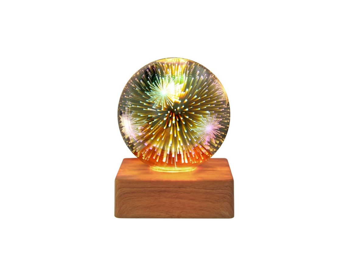 Luz noturna com efeito de estrela de fogo de artifício LED colorido, lâmpada de projetor USB, luz noturna de bola de cristal mágica (Ikikso)