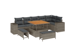Conjunto 9 Móveis De Jardim Vidaxl Cinzento Vime Pe (100 X 100 X 71 Cm)