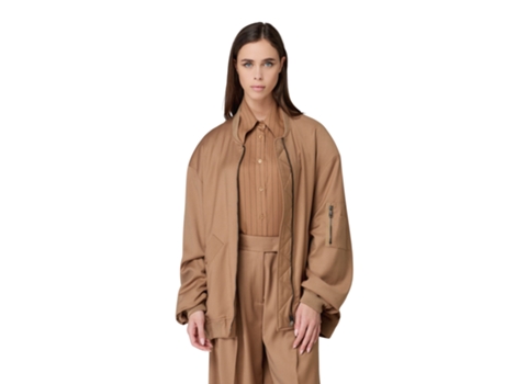 Blusão De Mulher Mar De Margaritas Over Poliéster Bege (s)