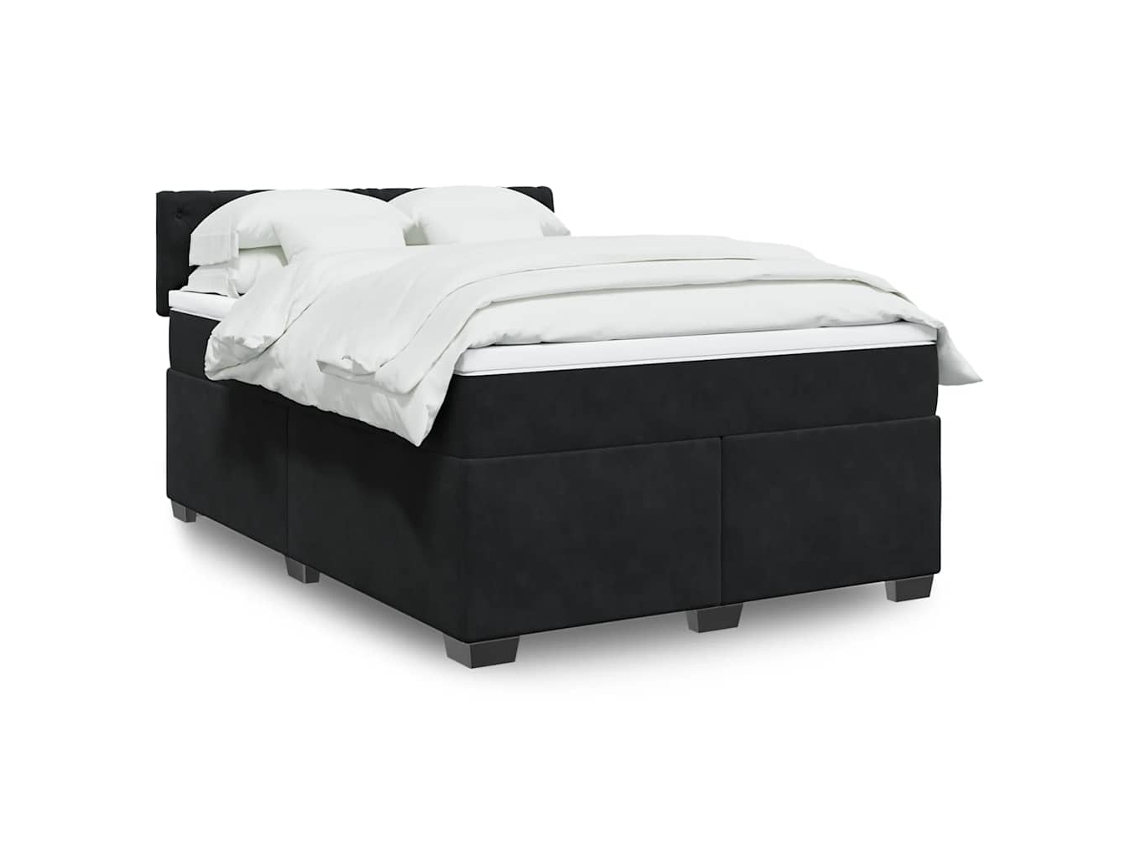 Vidaxl Cama Com Molas/colchão 160x200 Cm Veludo Preto