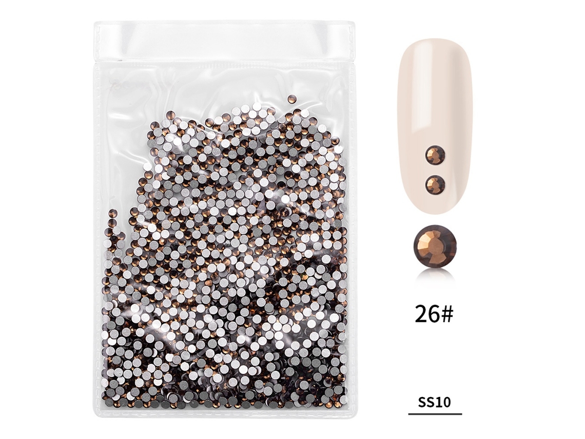 1440pcs Bolsa Piedras De Vidrio Coloridas Para Uñas Art Rhinestone Decoración De Manicura Amarillo Ahumado