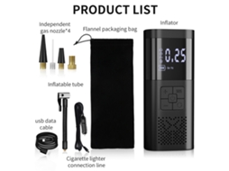 BOMBA DE AR ELÉTRICA MALI, sem fio, 6000mAh, 150 PSI, com display LCD e luz LED (S/MARCA)