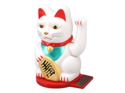 Ronjoe-gato Da Sorte Com Braços Móveis 4 Polegadas Plástico Solar Com Base Rotatória Decoração De Gato Da Sorte Para Casa Hotel Branco