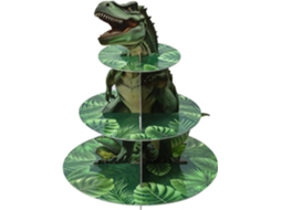 Suporte Para Muffins De Dinossauro 3 Andares, Redondo Papelão Cupcakes, Sobremesa Com Tema T-rex Festas Infantis, Chás Bebê E Muito Mais.