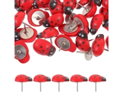 Heallily Decorativas Tachinhas, Vermelhas, Com Design De Joaninha, 50 Unidades, Feitas De Abs E Ferro, Prásticas E Fáceis