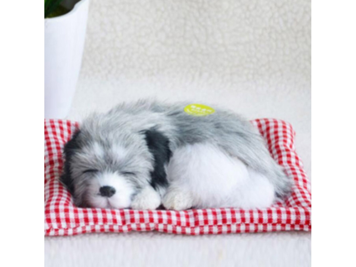 Ats perro Dormido em Almofada Peluche Cachorro Bonito com Sons de Latido para Crianças Cinza Branco
