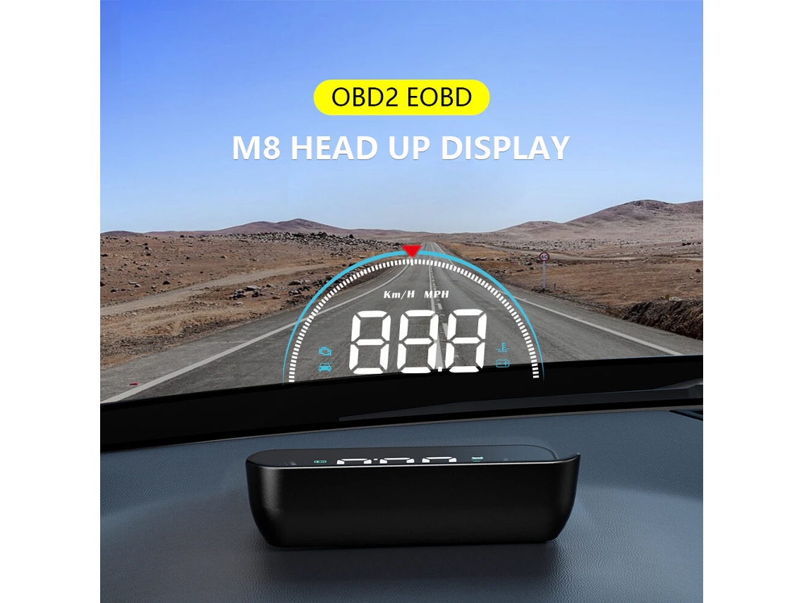 Geyiren M8 Obd2 Hud Head-up Display Velocímetro Digital Para Automóvel Sistema Inteligente Velocidade Quilometragem Temperatura Da Água Rpm Projector