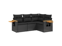 Conjunto de 4 Sofás para Jardim com Almofadões Vime Pe Preto MAISON EXCLUSIVE (N/A)