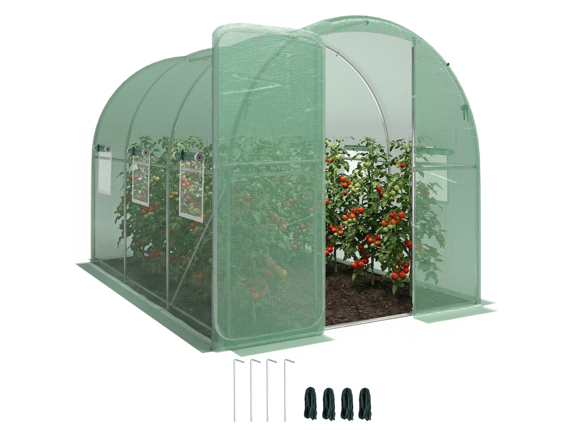Estufa Estufa Proteção De Alumínio 3 X 2 X 2 M Com Porta De Parada Trancável 6 Barras De Suporte Para Janelas Com Barra De
