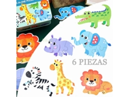 Mali quebra cabeça de Animais 6 em 1 para Bebês Madeira Educativo Brinquedo com Estampa Colorida