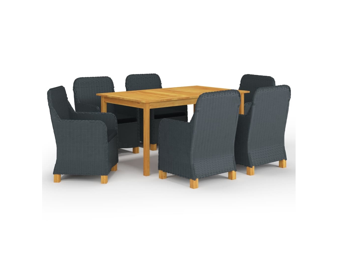 Conjunto De 7 Peças De Jantar Para Jardim Cinzento Escuro Dkd Home Decor