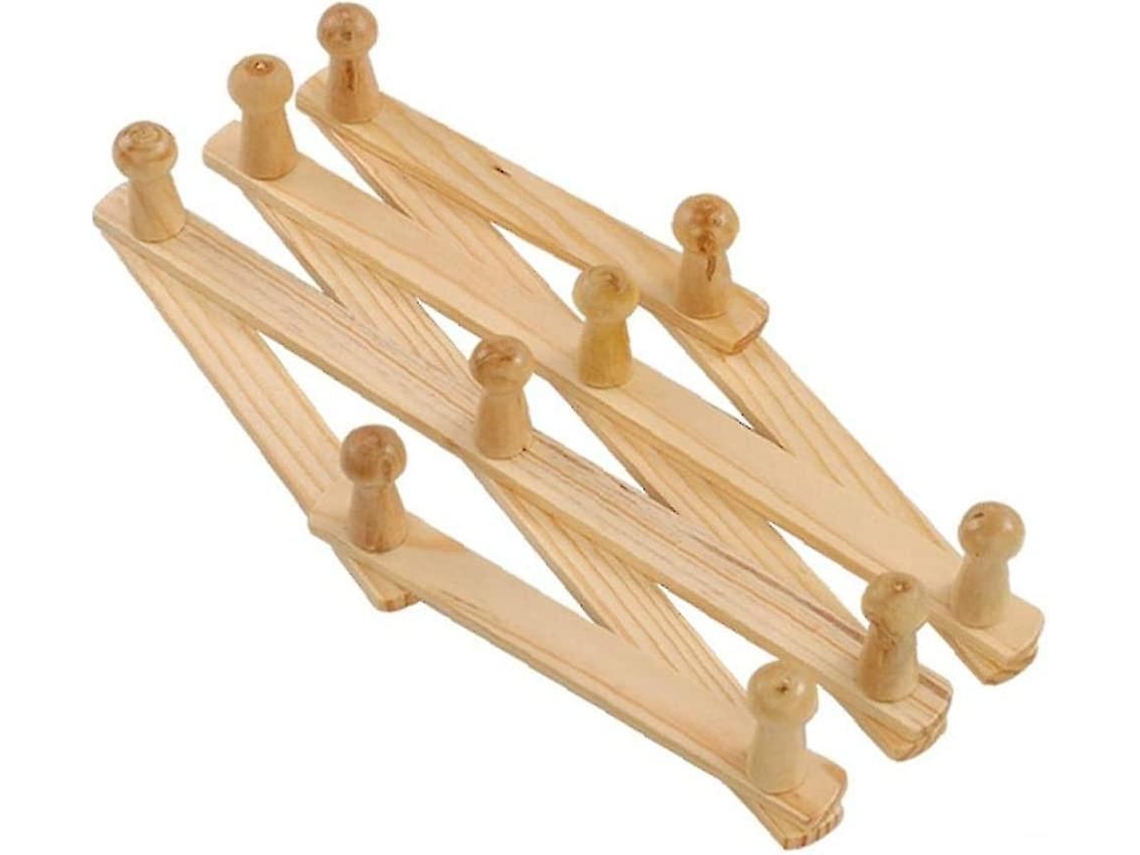 Novo cabide de chapéu extensível de parede em sanfona de madeira natural, cabide para porta de armário, gancho expansível Slowmoose.