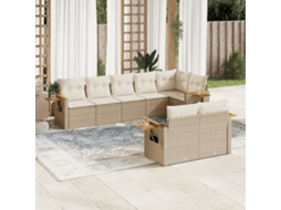 Vidaxl 8 Pcs Conjunto De Sofás P/ Jardim Com Almofadões Vime Pe Bege