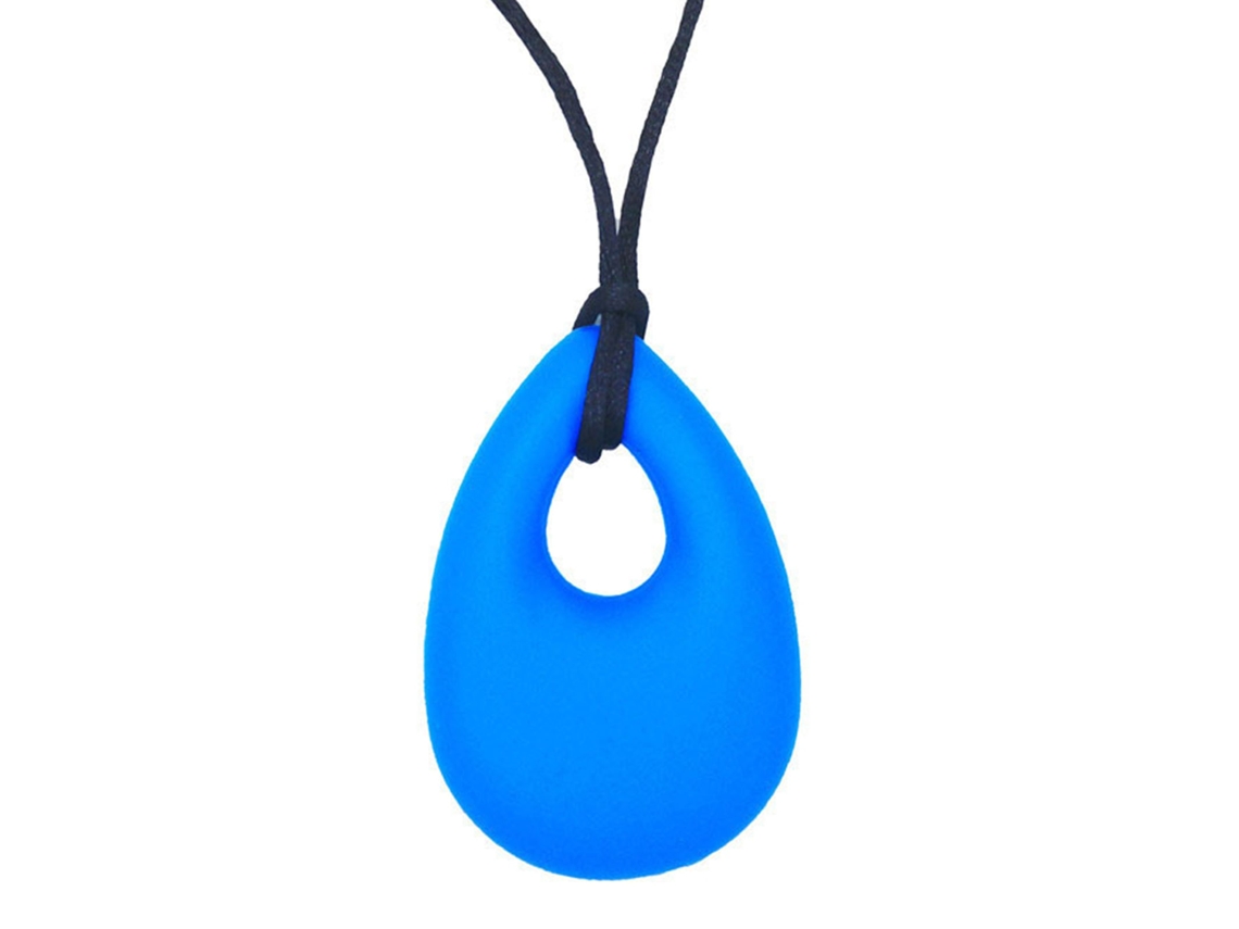 Colar De Dentição Para Bebê Silicone Macio Pingente Gotinha Azul Celeste Brinquedo Sensorial