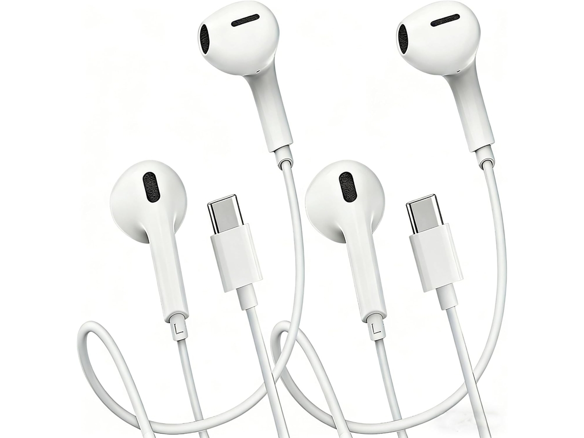 Kit Com 2 Fones De Ouvido Usb-c Para Iphone 17, 16 E 15, Fones De Ouvido Com Fio Usb-c Com Microfone E
