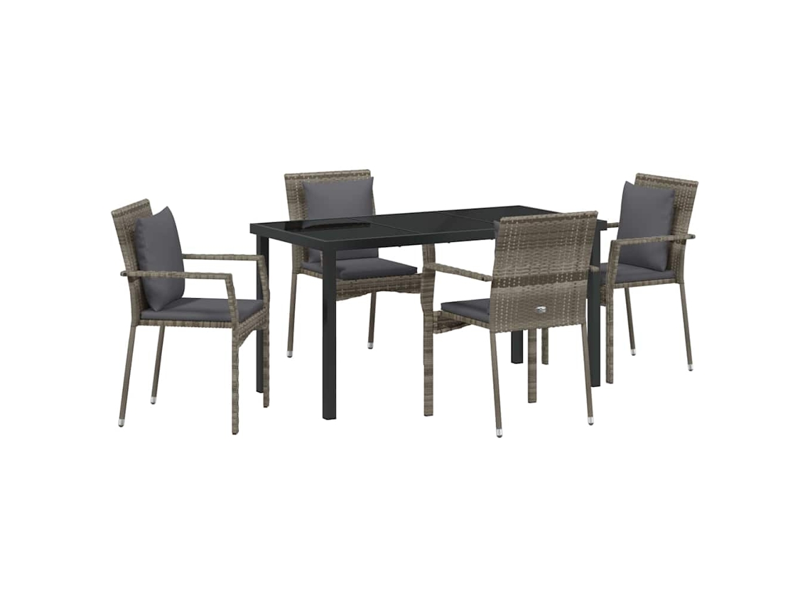 Maison Exclusive - Conjunto De Jantar Para Jardim 5 Pcs Cinzeto Vime Pe
