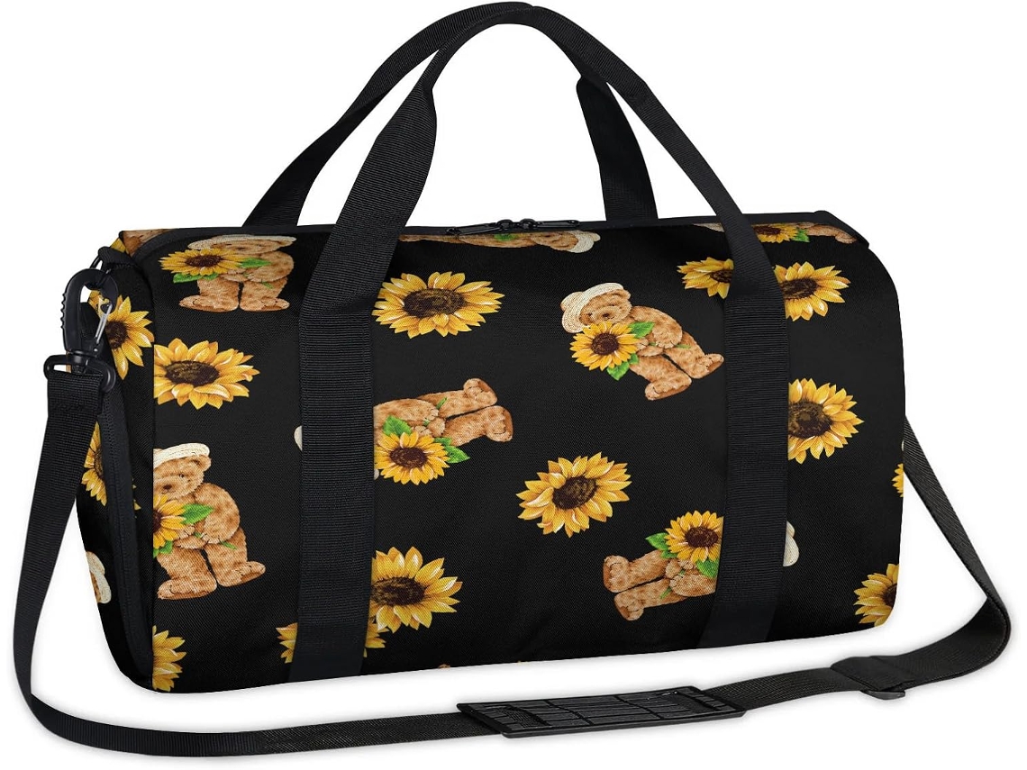 Bolsa Esportiva Urso e Girassol POLÍESTER 45x21x23 cm