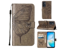 Capa De Couro Flip Com Estampa De Borboleta Em Relevo Para Infinix Hot 12 X6817