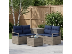 Vidaxl Conjunto De Sofás 6 Unid. Cinza E Azul Marinho