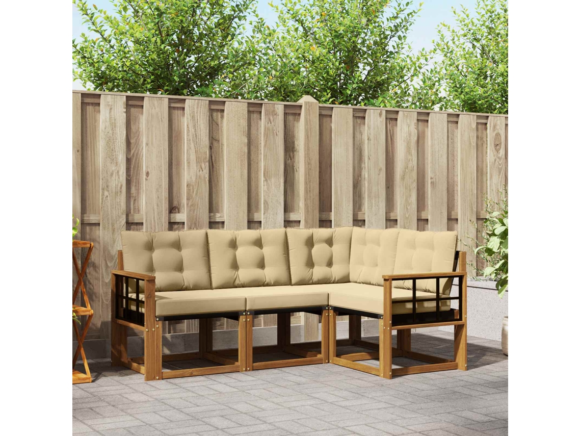 Vidaxl Conjunto De Sofás Para Exterior 4 Pcs Natural E Bege