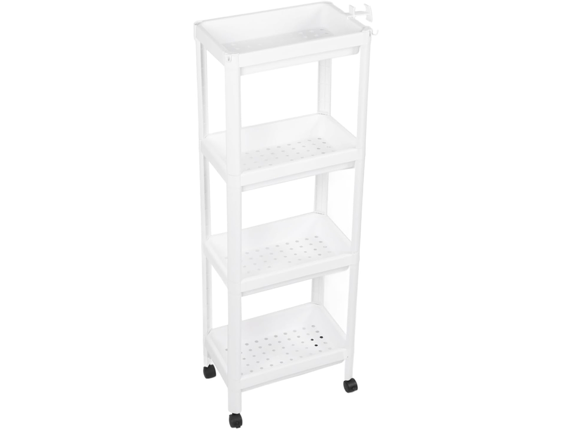 Organizador De Banheiro Multifuncional Com Prateleiras Plástico Resistente Para Quarto E Sala Estar, Branco, 2 Unidades