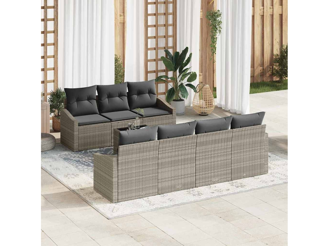 Vidaxl Conjunto De Sofás 8 Unid. Cinza Claro E Cinza Escuro Vime Pe