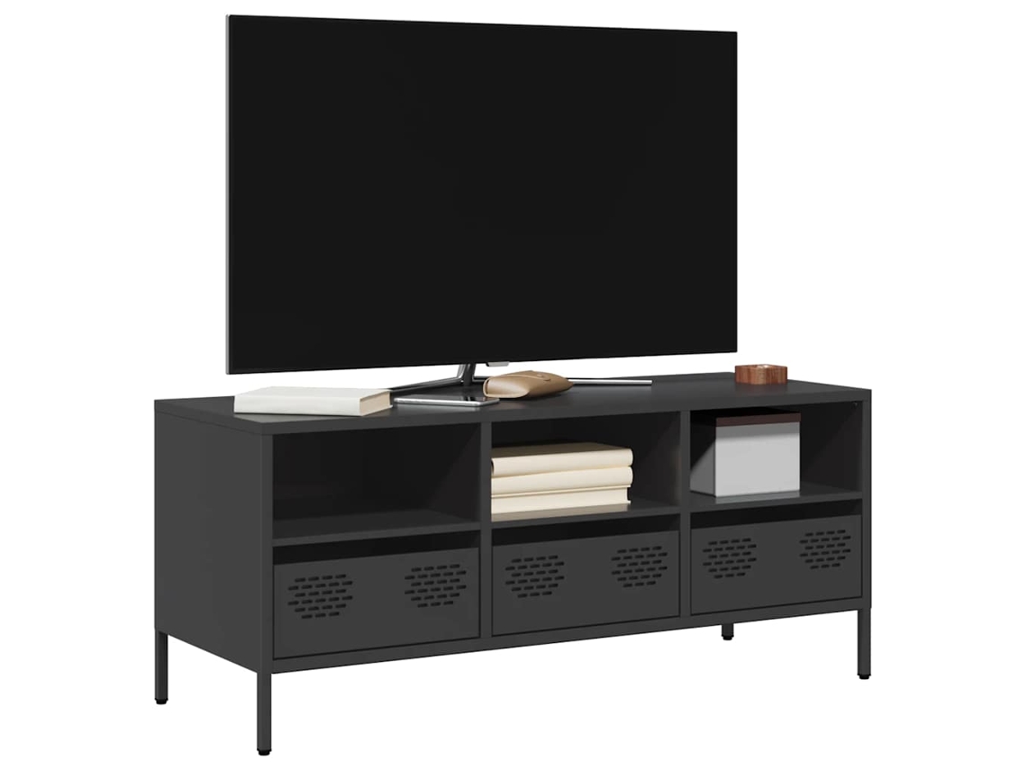 Vidaxl Móvel De Tv 101,5x39x43,5 Cm Aço Laminado A Frio Preto