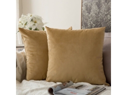 Paquete De 2 Fundas De Almohada Cuadradas Decorativas Suaves De Terciopelo 45x45 Cm Sin Relleno Ámbar