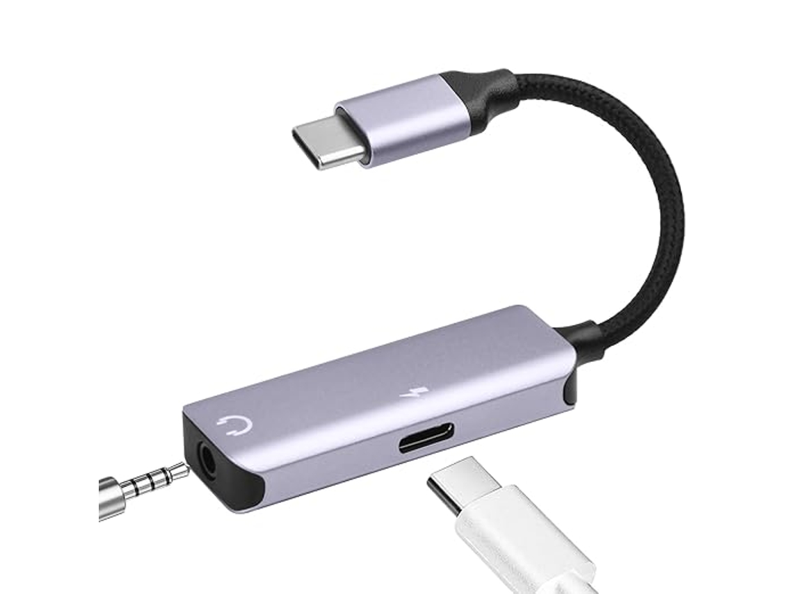 Adaptador De Fone De Ouvido 2 Em 1, Adaptador Usb C Para Conector De 3,5 Mm E Carregamento Rápido, Compatível Com Telefones Usb C Zeuxo