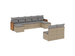 Conjunto de 9 Sofás para Jardim com Almofadões Vime Pe Bege MAISON EXCLUSIVE (90x200 cm)