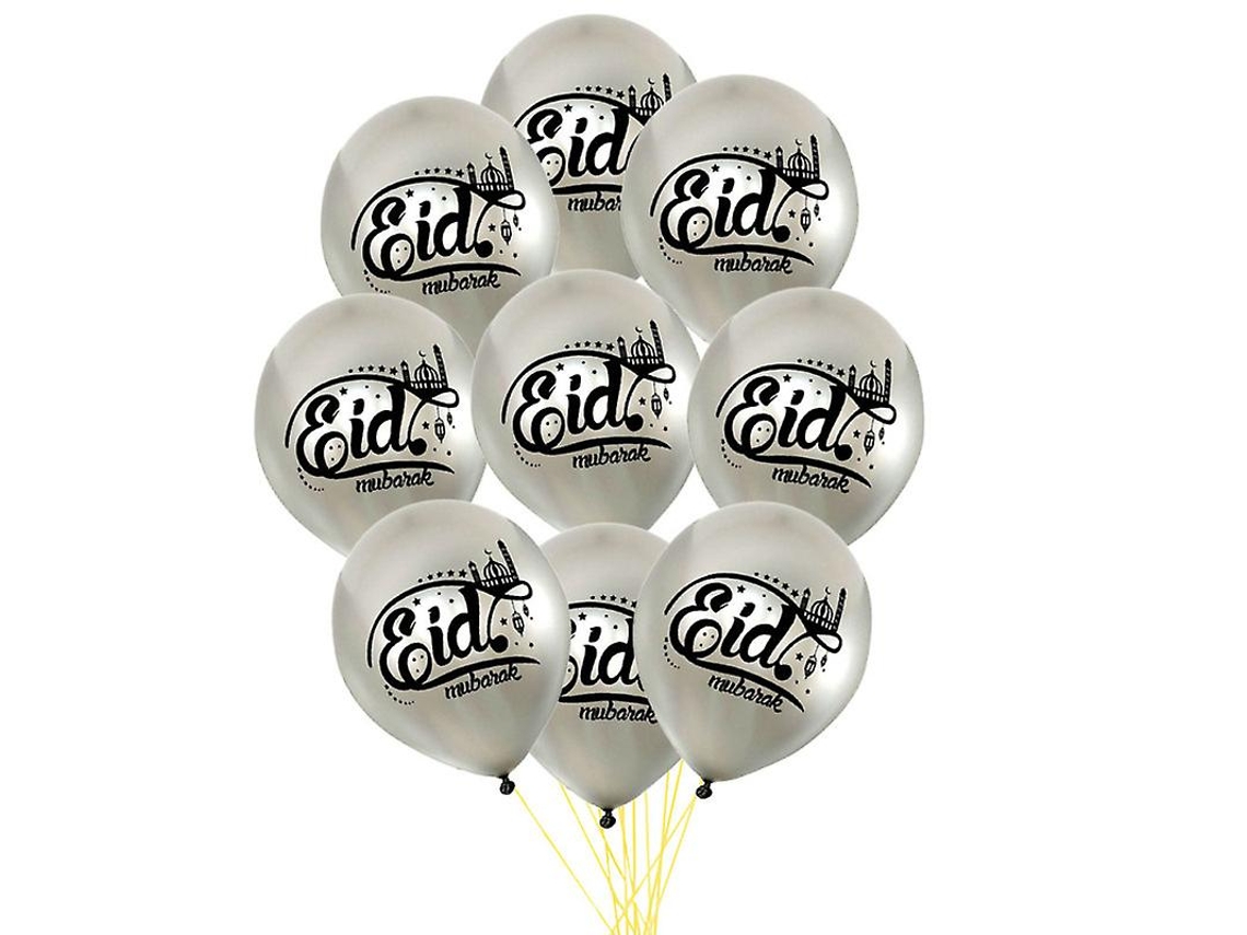 50 Unidades De Balão Eid Mubarak Para Menor Bairam Prata Allinless