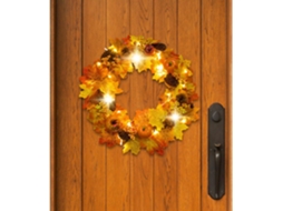 Guirlanda De Outono Para Porta Guirlanda De Halloween Com Folhas De Bordo, Decoração Artificial Pa Gokoco