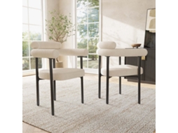 Cadeira Sala Jantar 2 St - Moderna E Simples, Assento Couro Artificial Creme - Bege