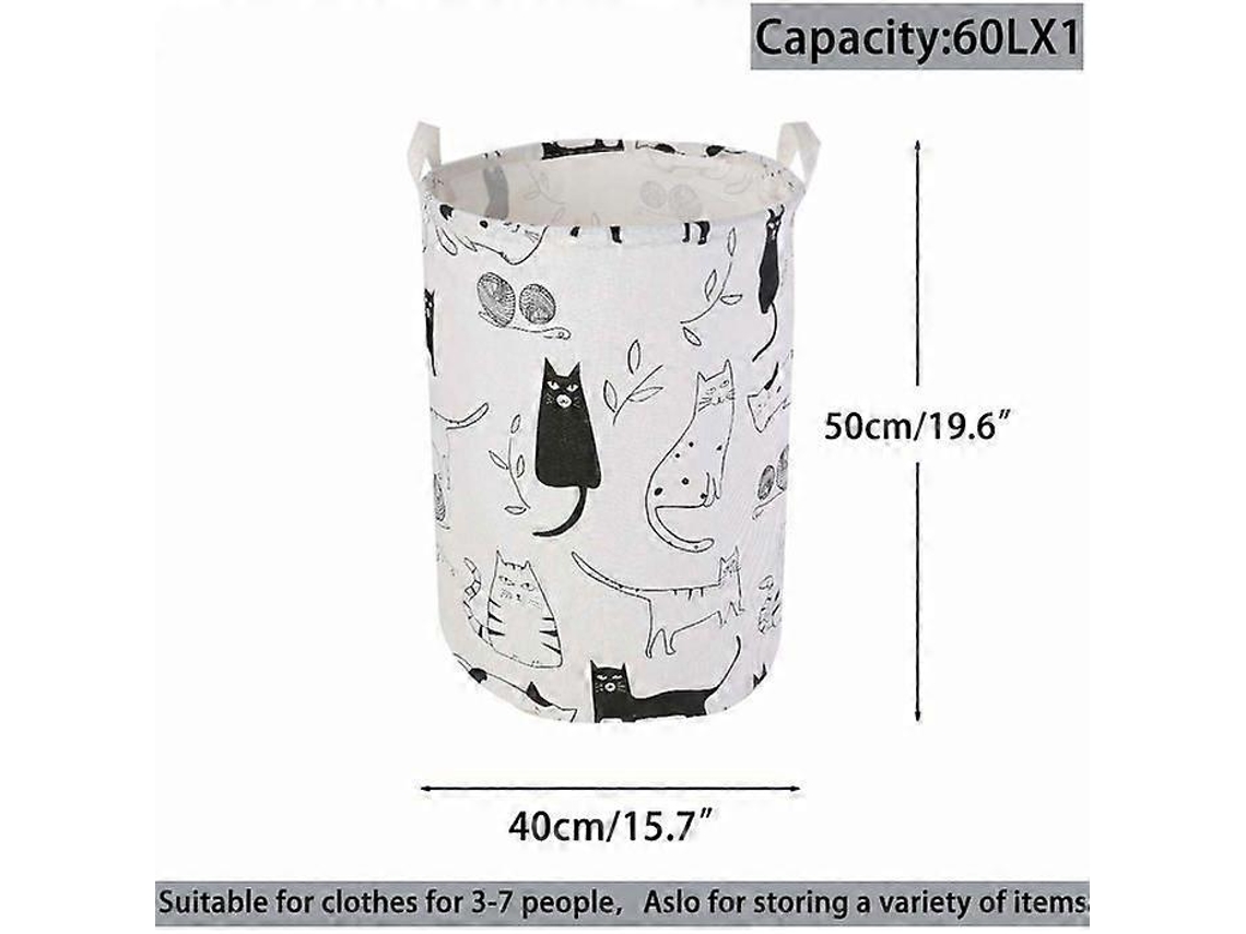 Cesto de Roupa Suja de 50 Cm , Dobrável, com Alças Fáceis de Usar, Redondo, em Algodão e Linho Impermeável BRILVIBERA (19, 7 Polegadas)