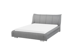 Cama de Casal BELIANI Nantes de Tecido Cinzento Claro 140x200
