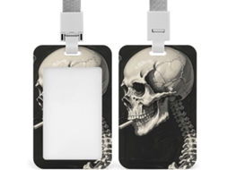 Clipe Crachá, Porta Fofo Crachá, Esqueleto Estampado Com Cordão, Porta Cartão de Identificação, Secretárias