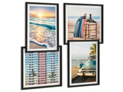 Composição De Quadros Paisagens Praianas Estilosas Espelharte (4 Peças)